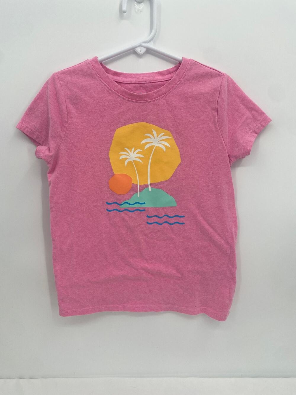 Cat & Jack Pink Palm Island Short Sleeve Tee S 6/6x